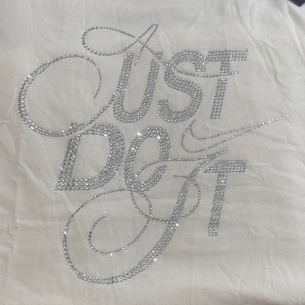 Nike White Tee with Rhinestone Script - Picture 3 of 6